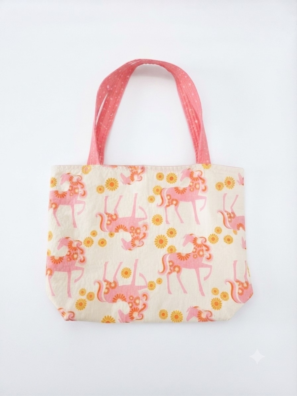 Pink Floral Horse Print Tote Bag